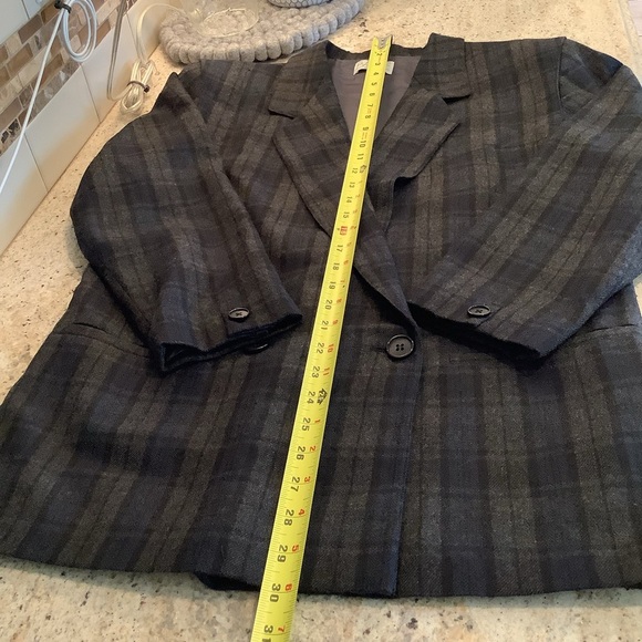 Basile Made in Italy Black Blue Plaid Double-Breasted Wool Blazer EU Sz 40 - Picture 10 of 10
